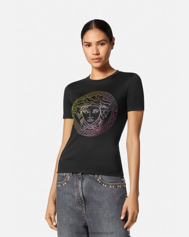 oblečenie X8X8P141 Versace krištáľové tričko medúza čierna ženy
