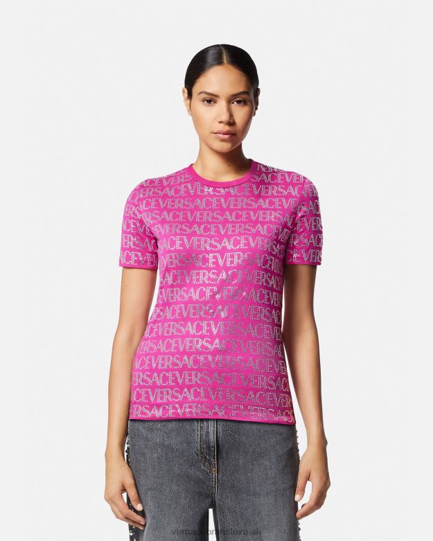 oblečenie X8X8P146 Versace krištáľové celoplošné tričko fuchsiová ženy