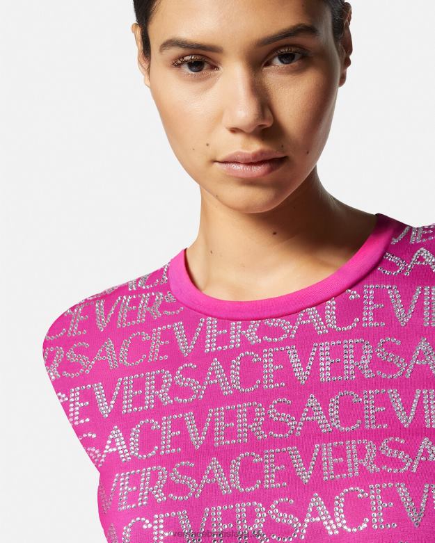oblečenie X8X8P146 Versace krištáľové celoplošné tričko fuchsiová ženy