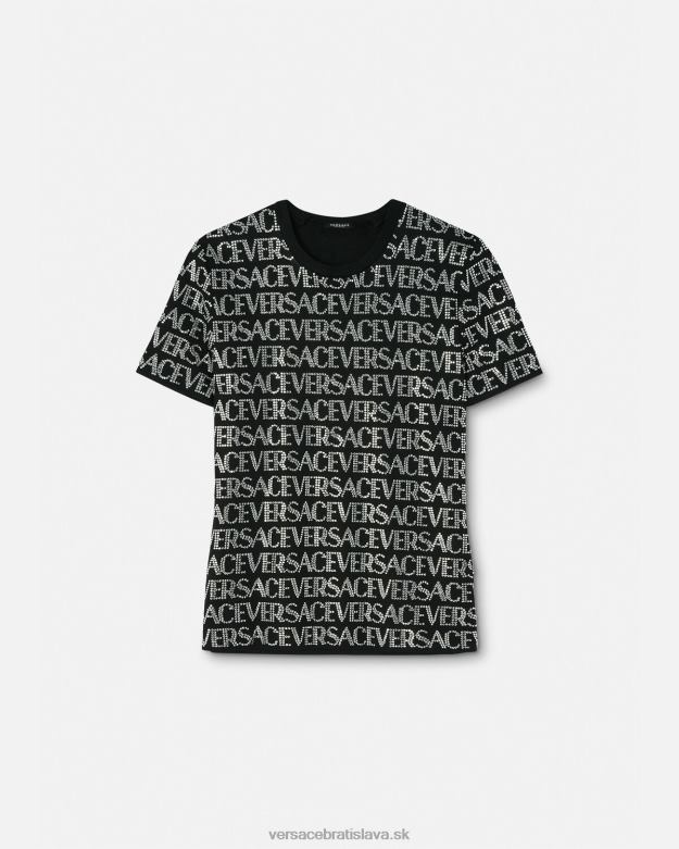oblečenie X8X8P147 Versace krištáľové celoplošné tričko čierna ženy