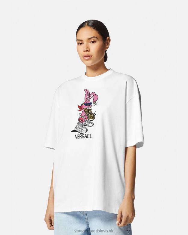 oblečenie X8X8P148 Versace jarné zajačie tričko biely ženy