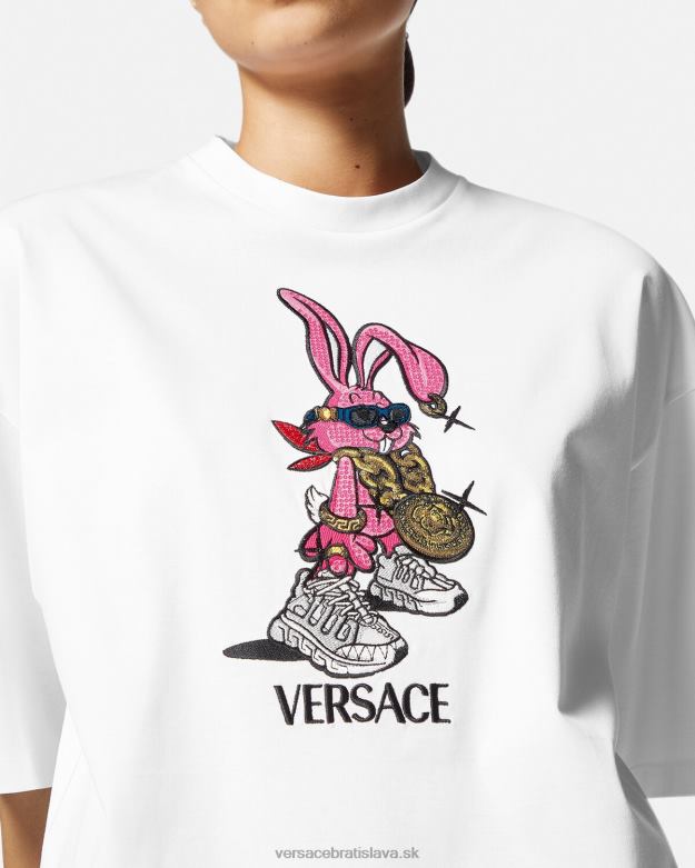 oblečenie X8X8P148 Versace jarné zajačie tričko biely ženy