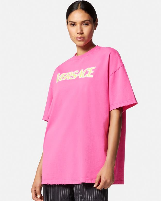 oblečenie X8X8P152 Versace distressed logo tričko Ružová ženy