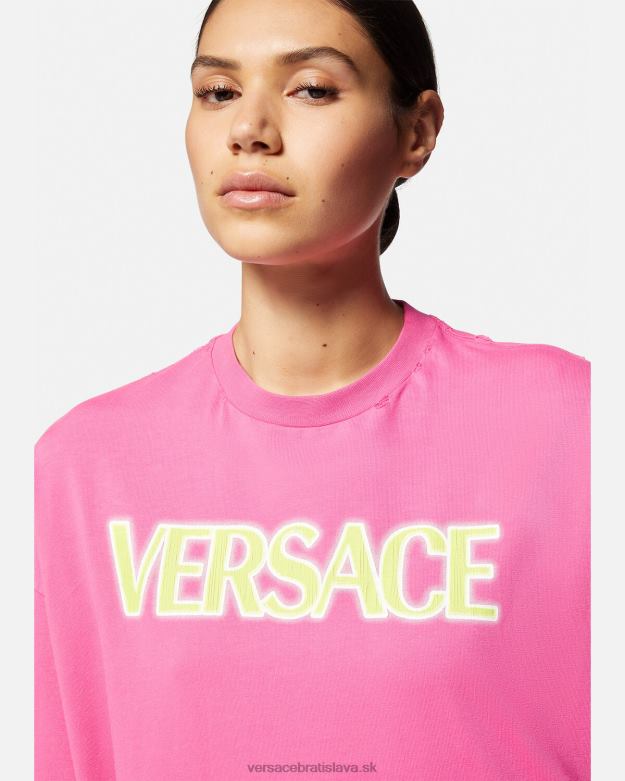 oblečenie X8X8P152 Versace distressed logo tričko Ružová ženy