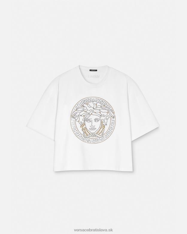 oblečenie X8X8P154 Versace crop top z medúzy s cvočkami biely ženy