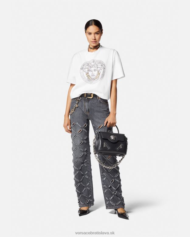 oblečenie X8X8P154 Versace crop top z medúzy s cvočkami biely ženy