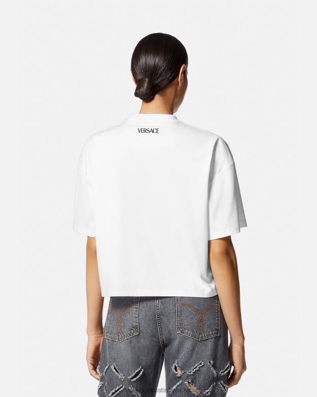 oblečenie X8X8P154 Versace crop top z medúzy s cvočkami biely ženy