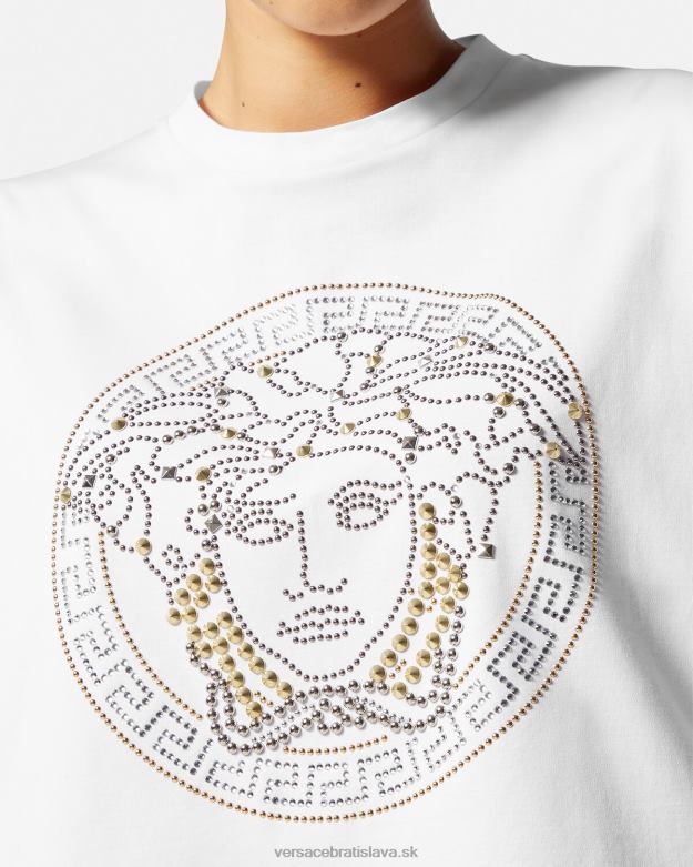 oblečenie X8X8P154 Versace crop top z medúzy s cvočkami biely ženy