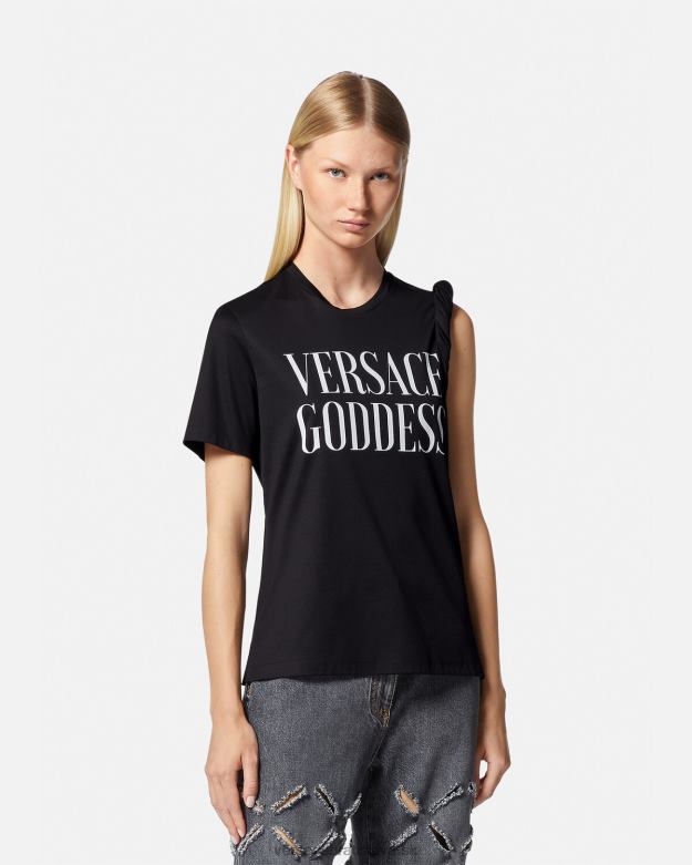 oblečenie X8X8P155 Versace bohyňa rolované tričko čierna ženy