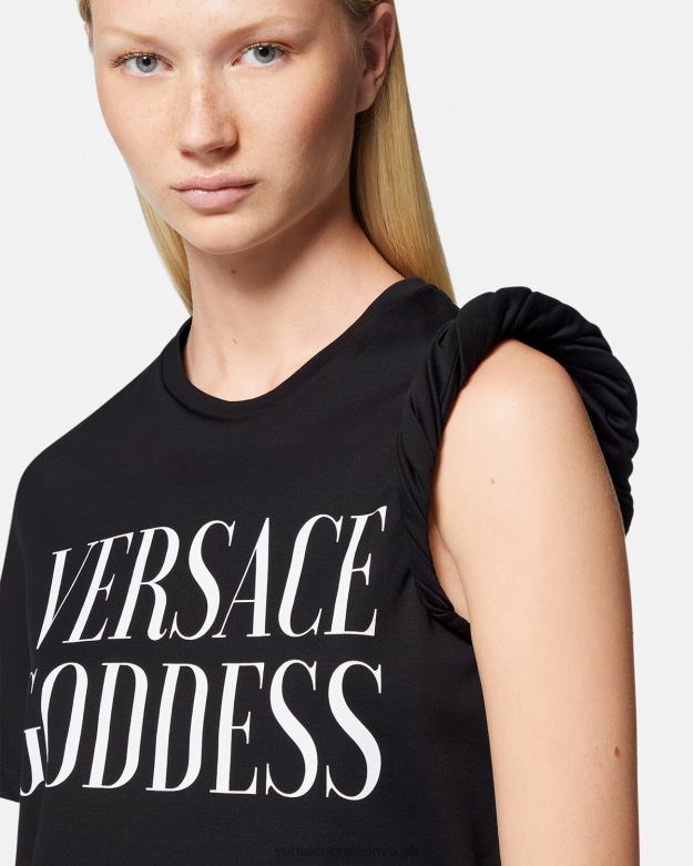 oblečenie X8X8P155 Versace bohyňa rolované tričko čierna ženy