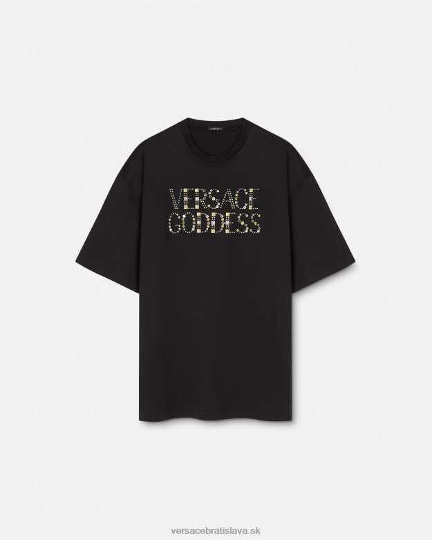 oblečenie X8X8P156 Versace tričko bohyne s cvočkami čierna ženy