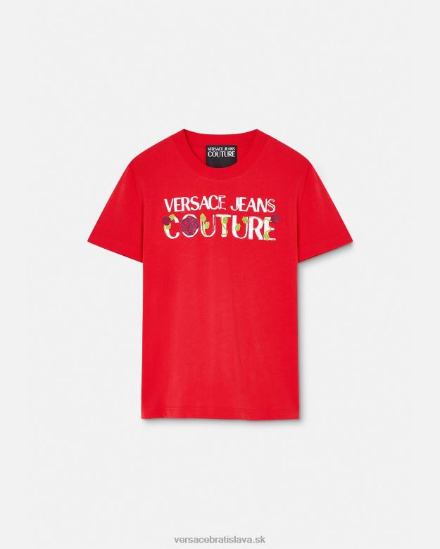 oblečenie X8X8P2168 Versace tričko s logom ruží oranžová ženy