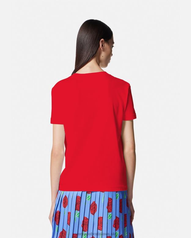 oblečenie X8X8P2168 Versace tričko s logom ruží oranžová ženy