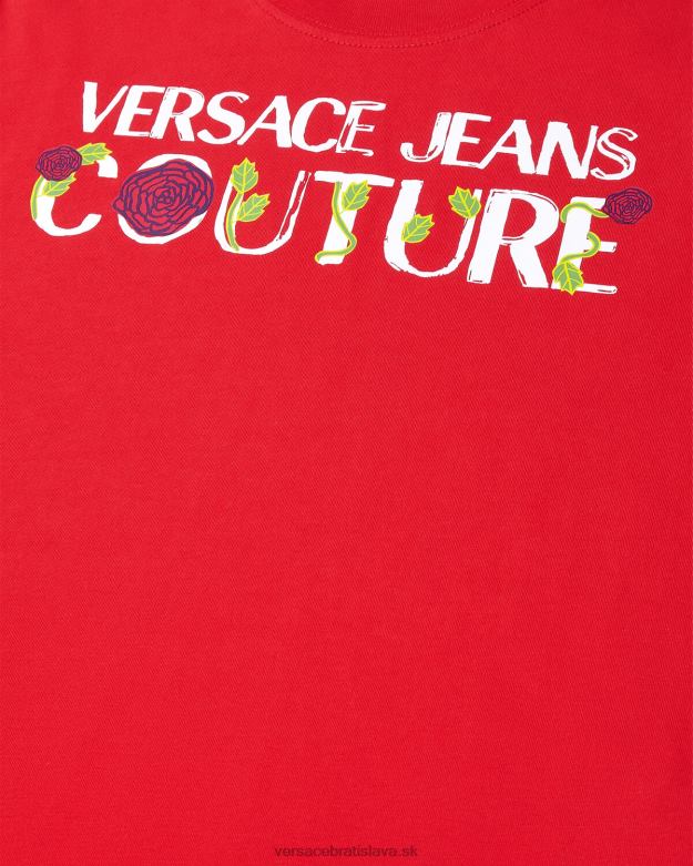 oblečenie X8X8P2168 Versace tričko s logom ruží oranžová ženy