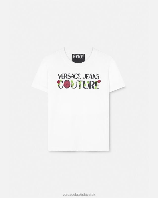 oblečenie X8X8P2169 Versace tričko s logom ruží biely ženy