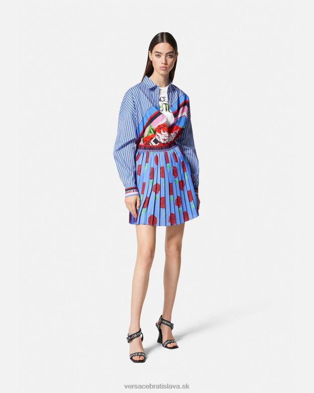 oblečenie X8X8P2169 Versace tričko s logom ruží biely ženy