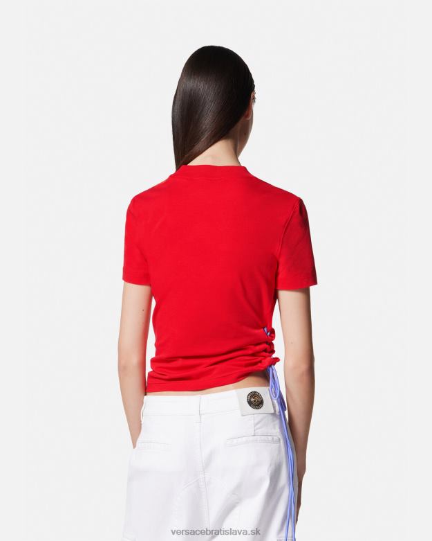 oblečenie X8X8P2172 Versace šnurovacie tričko s logom oranžová ženy