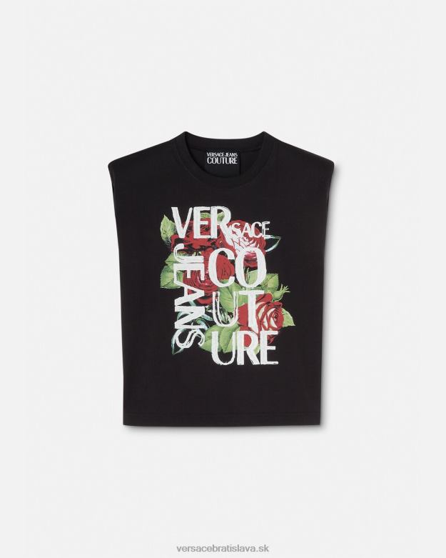 oblečenie X8X8P2174 Versace tričko s logom ruží čierna ženy