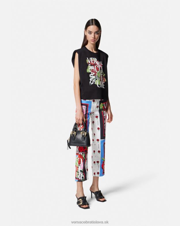 oblečenie X8X8P2174 Versace tričko s logom ruží čierna ženy