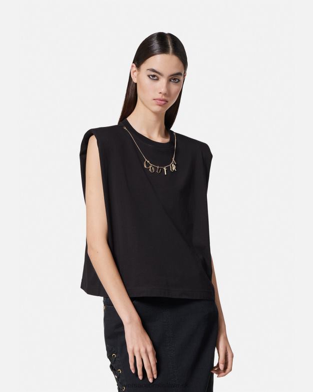 oblečenie X8X8P2199 Versace kúzlo tričko bez rukávov čierna ženy