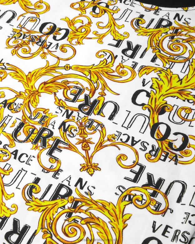 oblečenie X8X8P2207 Versace logo couture bodysuit tričko zlatá a biela ženy