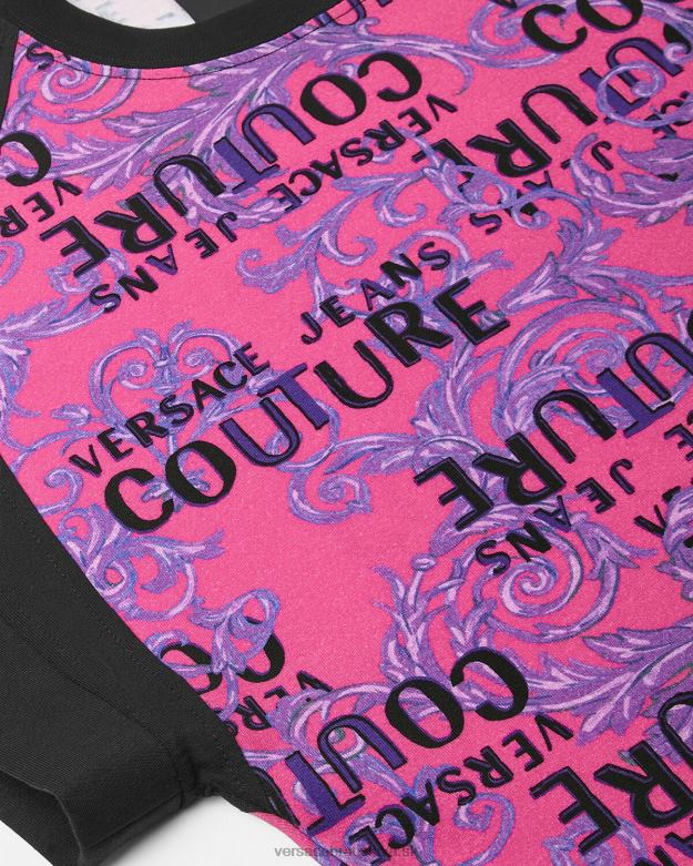 oblečenie X8X8P2209 Versace logo couture bodysuit tričko fuchsiová ženy