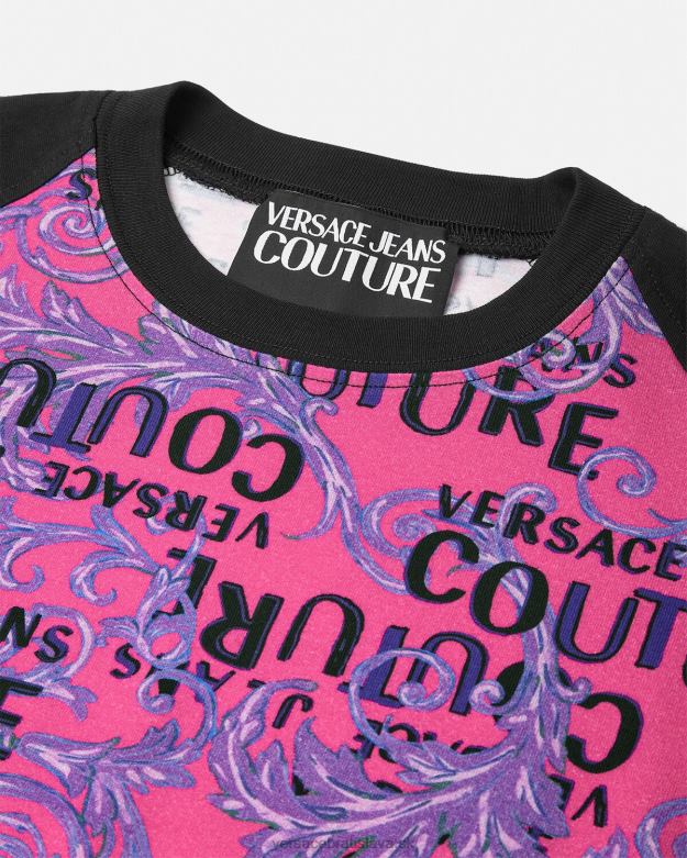 oblečenie X8X8P2209 Versace logo couture bodysuit tričko fuchsiová ženy