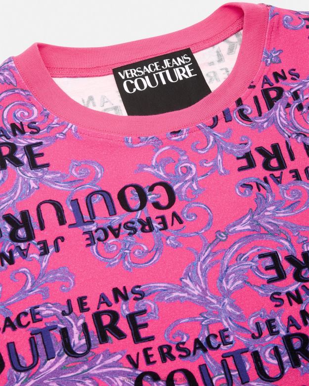 oblečenie X8X8P2221 Versace logo couture tričko fuchsiová ženy