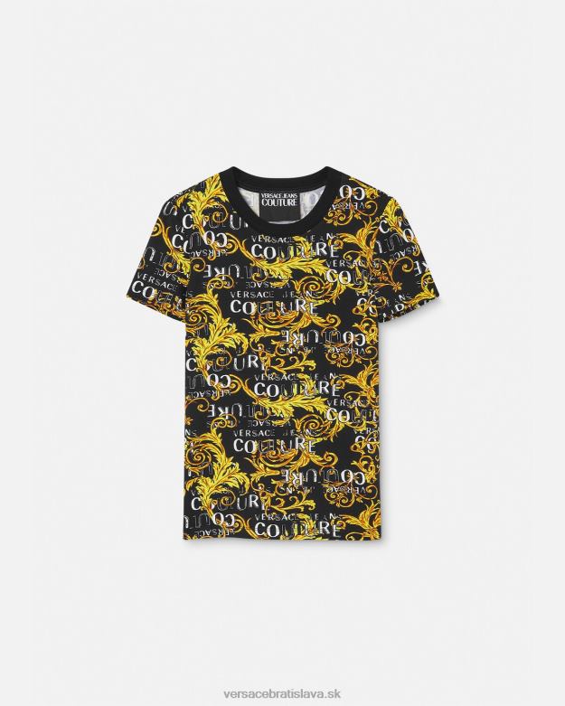 oblečenie X8X8P2222 Versace logo couture tričko čierne zlato ženy