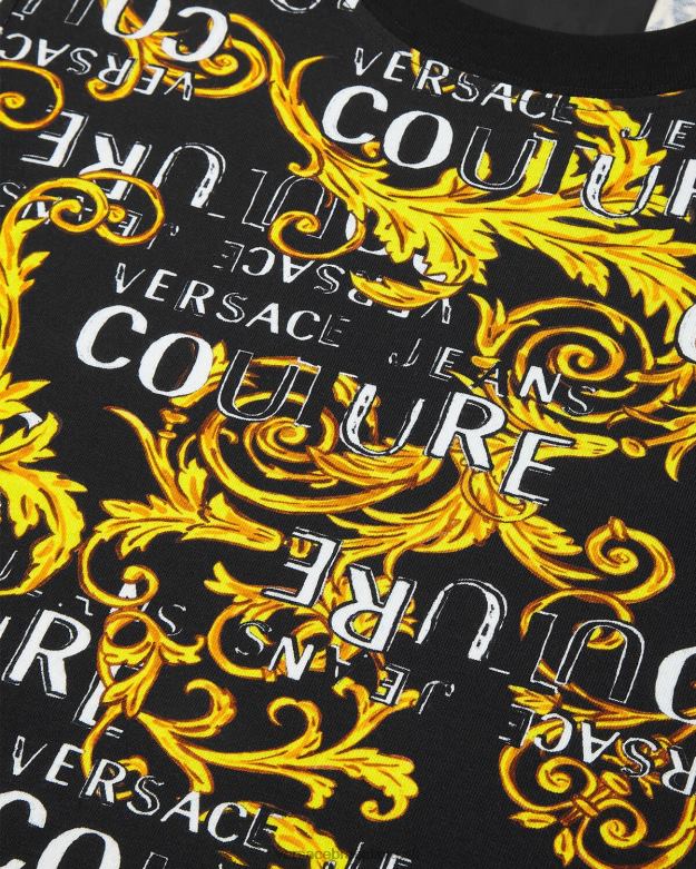 oblečenie X8X8P2222 Versace logo couture tričko čierne zlato ženy
