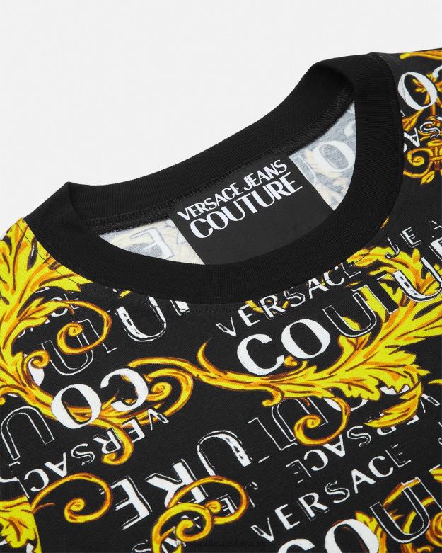 oblečenie X8X8P2222 Versace logo couture tričko čierne zlato ženy