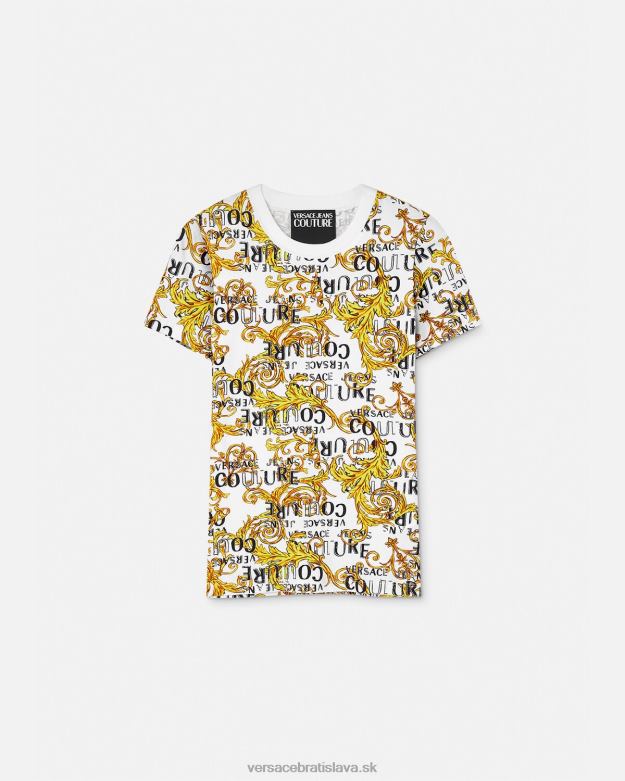 oblečenie X8X8P2223 Versace logo couture tričko zlatá a biela ženy