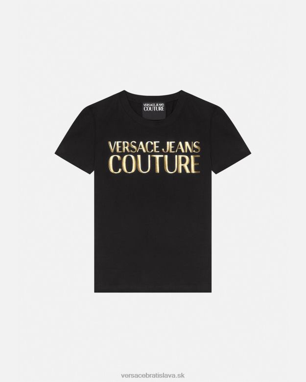oblečenie X8X8P2233 Versace tričko s logom čierne zlato ženy