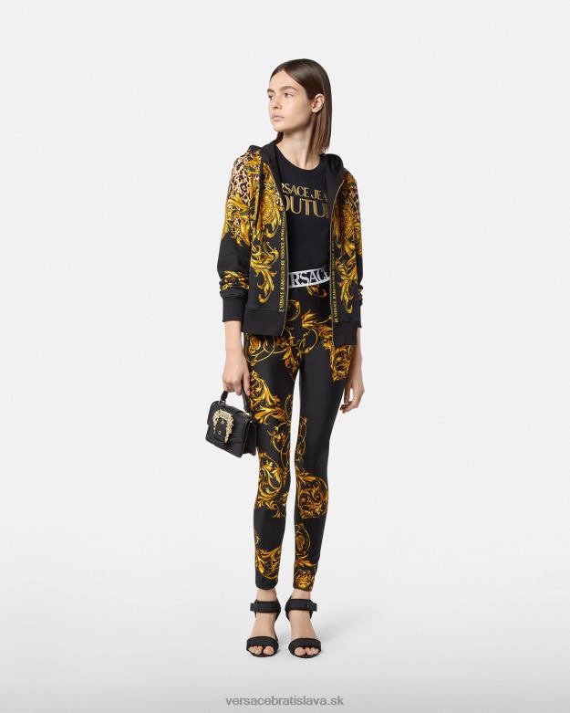 oblečenie X8X8P2233 Versace tričko s logom čierne zlato ženy
