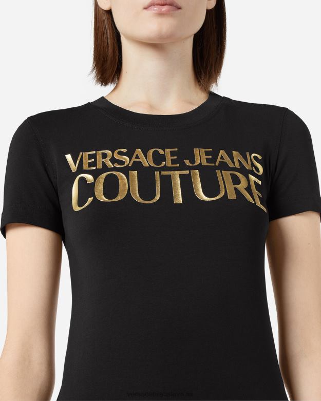 oblečenie X8X8P2233 Versace tričko s logom čierne zlato ženy