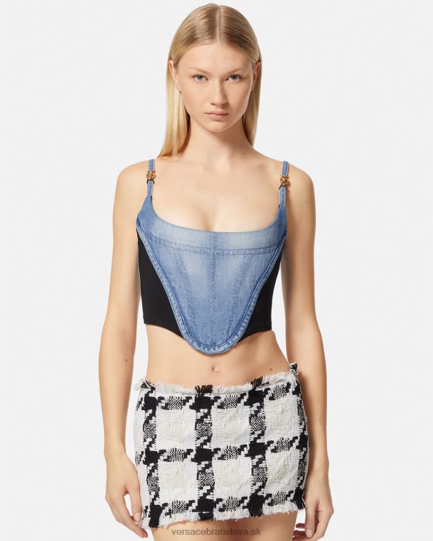oblečenie X8X8P228 Versace denim korzet top svetlo modrá ženy