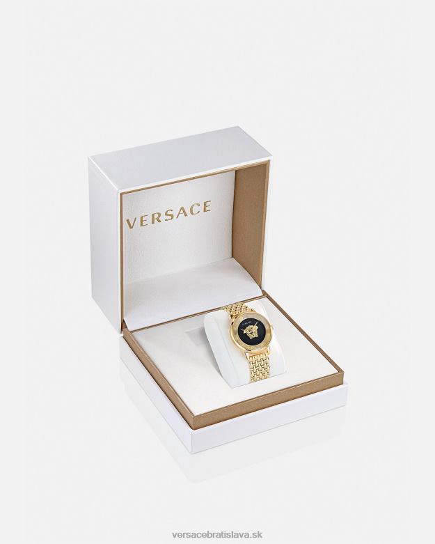 príslušenstvo X8X8P962 Versace diamantové hodinky la medusa čierne zlato ženy
