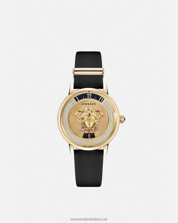 príslušenstvo X8X8P963 Versace diamantové hodinky ikona medusa čierne zlato ženy