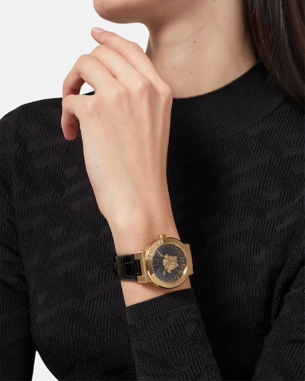 príslušenstvo X8X8P995 Versace nekonečné hodinky medusa čierne zlato ženy