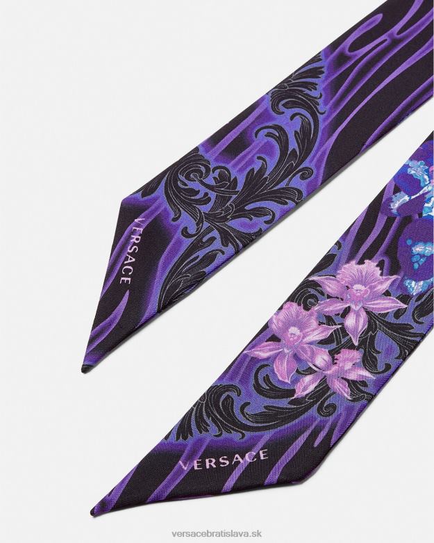 príslušenstvo X8X8P923 Versace hodvábna šatková kravata orchidea barocco fialová a potlač ženy