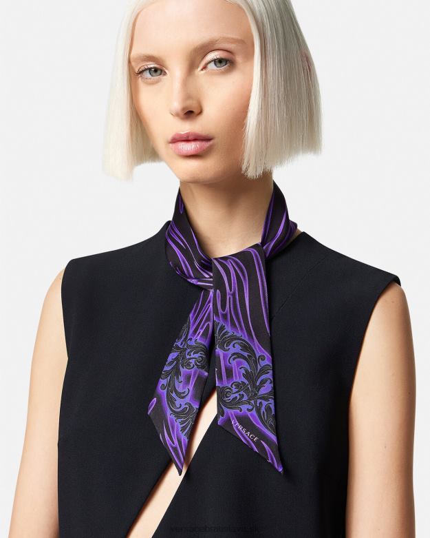 príslušenstvo X8X8P923 Versace hodvábna šatková kravata orchidea barocco fialová a potlač ženy