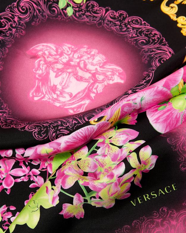 príslušenstvo X8X8P929 Versace medúza orchidea veľká hodvábna škvrna čierna a tlač ženy