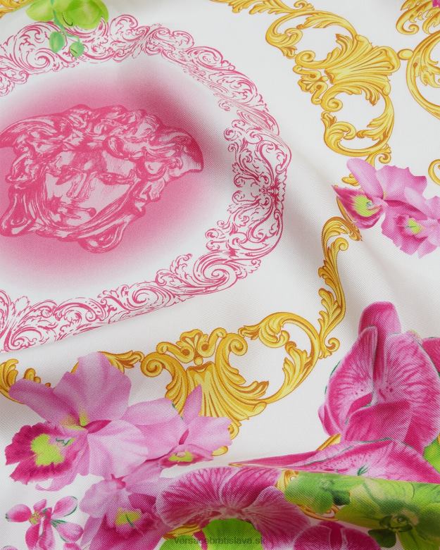 príslušenstvo X8X8P930 Versace medúza orchidea veľká hodvábna škvrna biela a potlač ženy