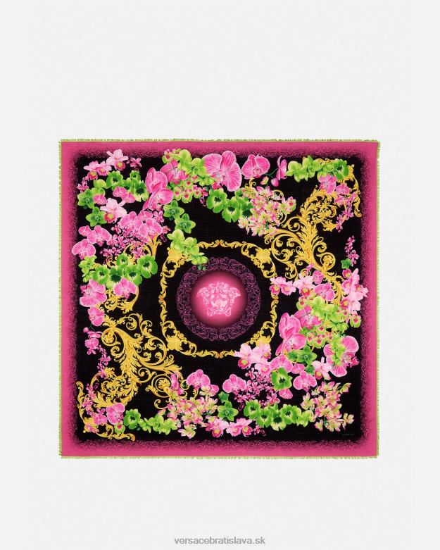 príslušenstvo X8X8P931 Versace hodvábny šál medusa orchidea čierna a tlač ženy