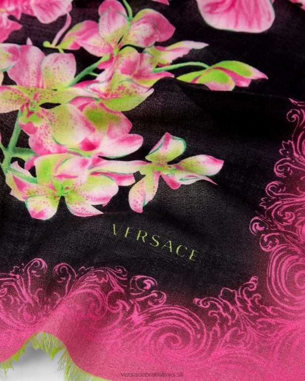 príslušenstvo X8X8P931 Versace hodvábny šál medusa orchidea čierna a tlač ženy