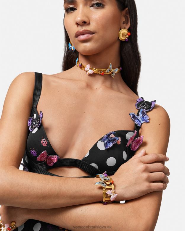 príslušenstvo X8X8P718 Versace manžetový náramok s krištáľovými motýlikmi zlato ženy