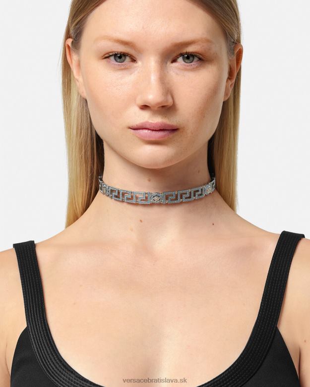 príslušenstvo X8X8P720 Versace kryštálový náhrdelník medusa greca choker svetlo modrá a metalická ženy