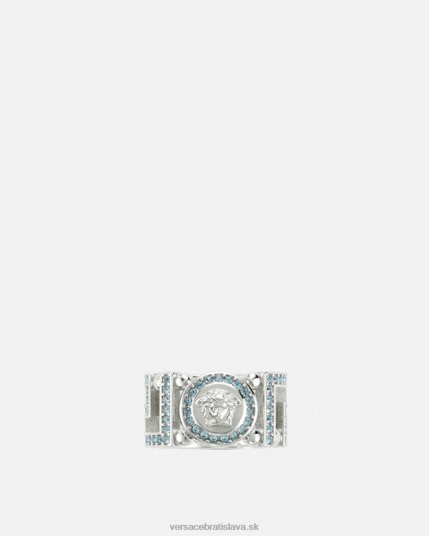 príslušenstvo X8X8P723 Versace krištáľový prsteň medusa greca svetlo modrá a metalická ženy