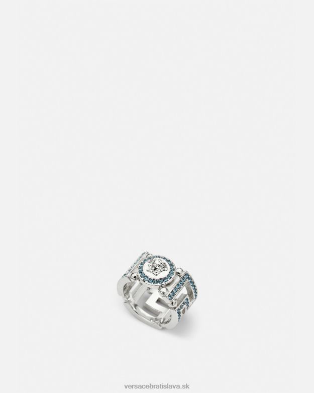 príslušenstvo X8X8P723 Versace krištáľový prsteň medusa greca svetlo modrá a metalická ženy