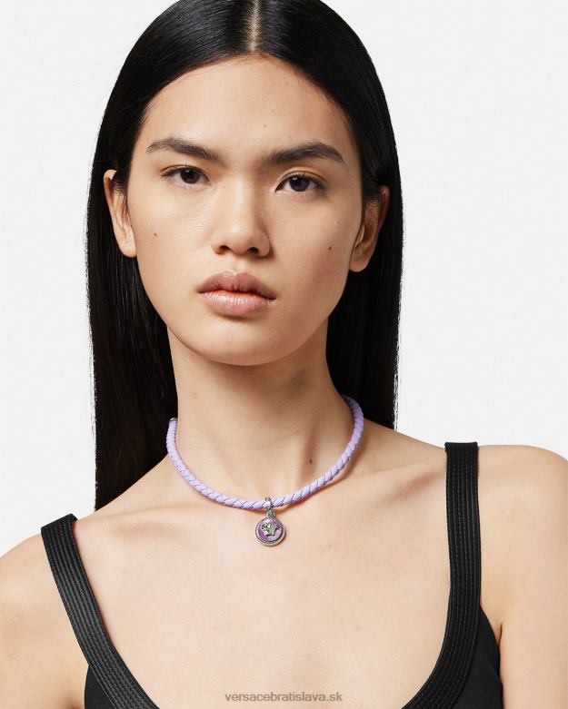 príslušenstvo X8X8P728 Versace kožený náhrdelník medusa biggie svetlo modrá ženy